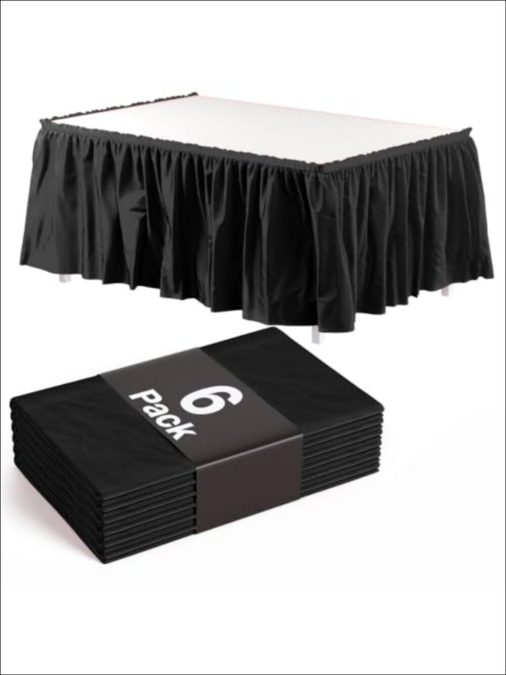 Disposable Plastic Table Skirts 6 Pack 29in x 14ft Self-Adhesive Party Decor
